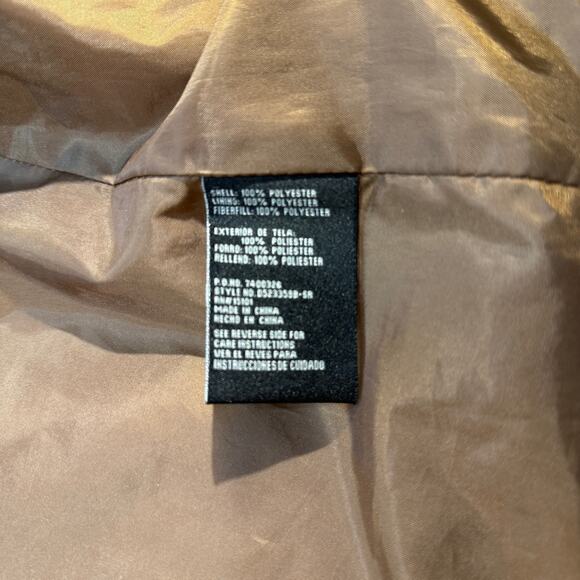 Details Intl Brown Quilted Jacket Womens Large Lightweight Snap Pocket Coat - Picture 6 of 8